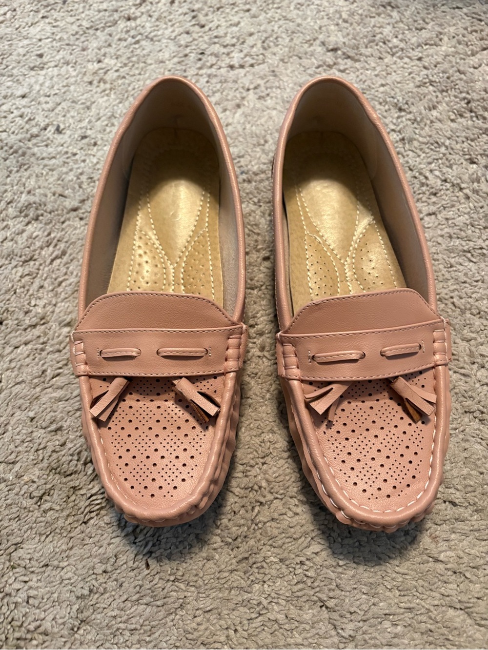 Women's Tassel Loafers in Blush Pink